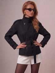 Trenchcoat mit hohem Kragen und Gürtel | Isabelle