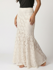 Claire | White Floral Lace Maxi Skirt