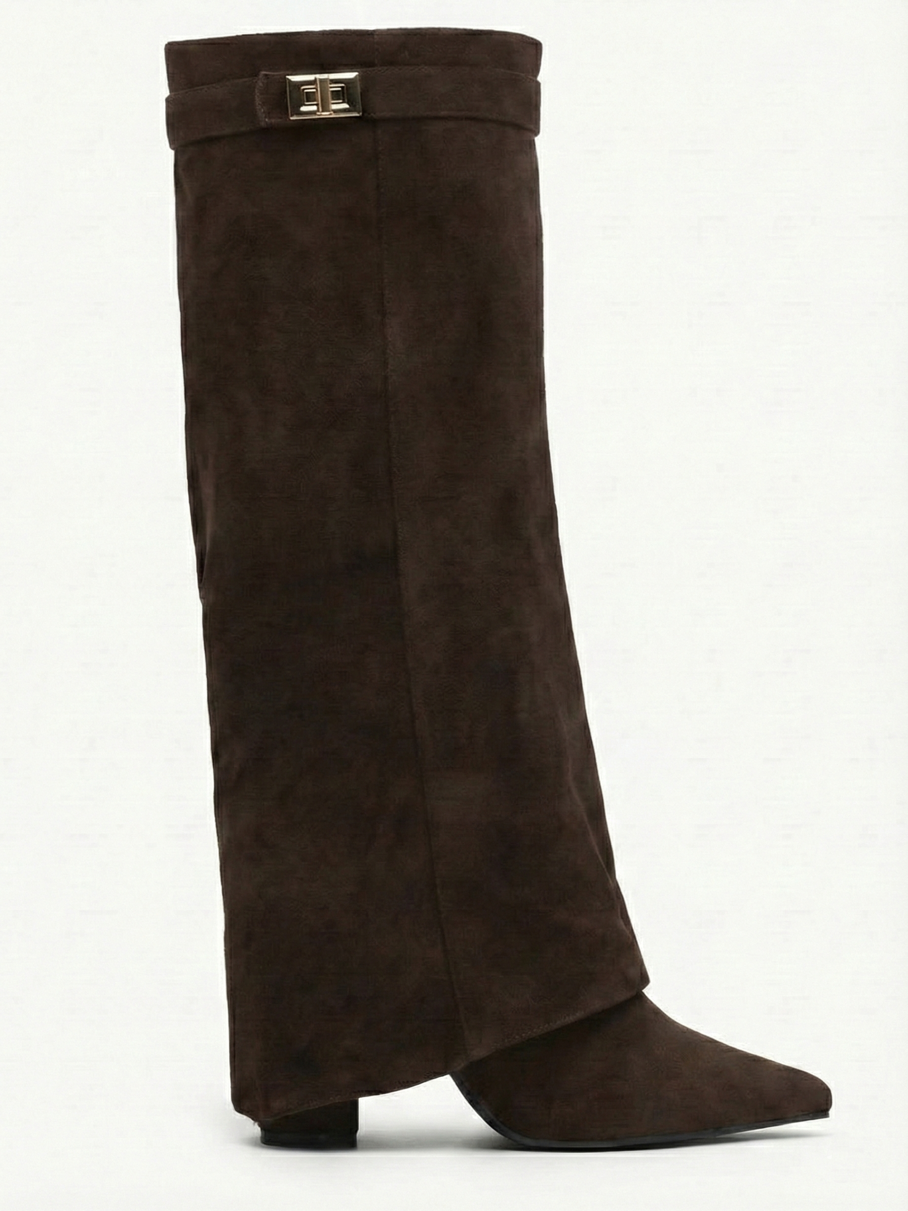 Damen kniehohe Wildlederstiefel mit schlankem geradem Schaft und spitzer Spitze