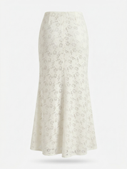 Claire | White Floral Lace Maxi Skirt