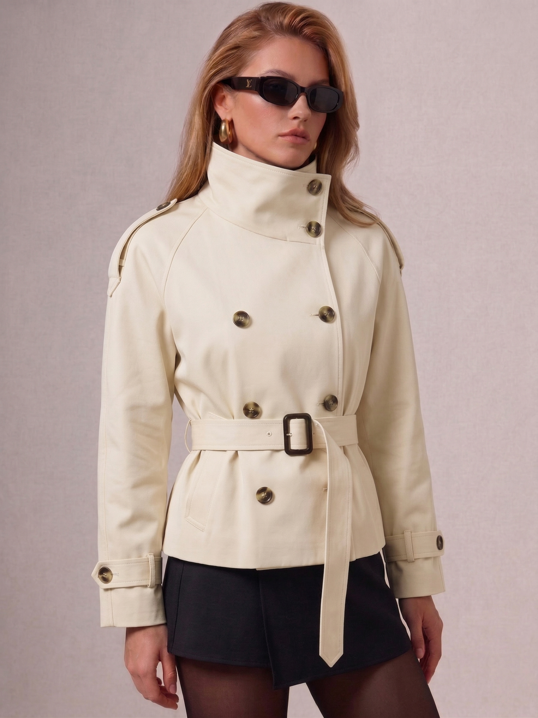 Trenchcoat mit hohem Kragen und Gürtel | Isabelle