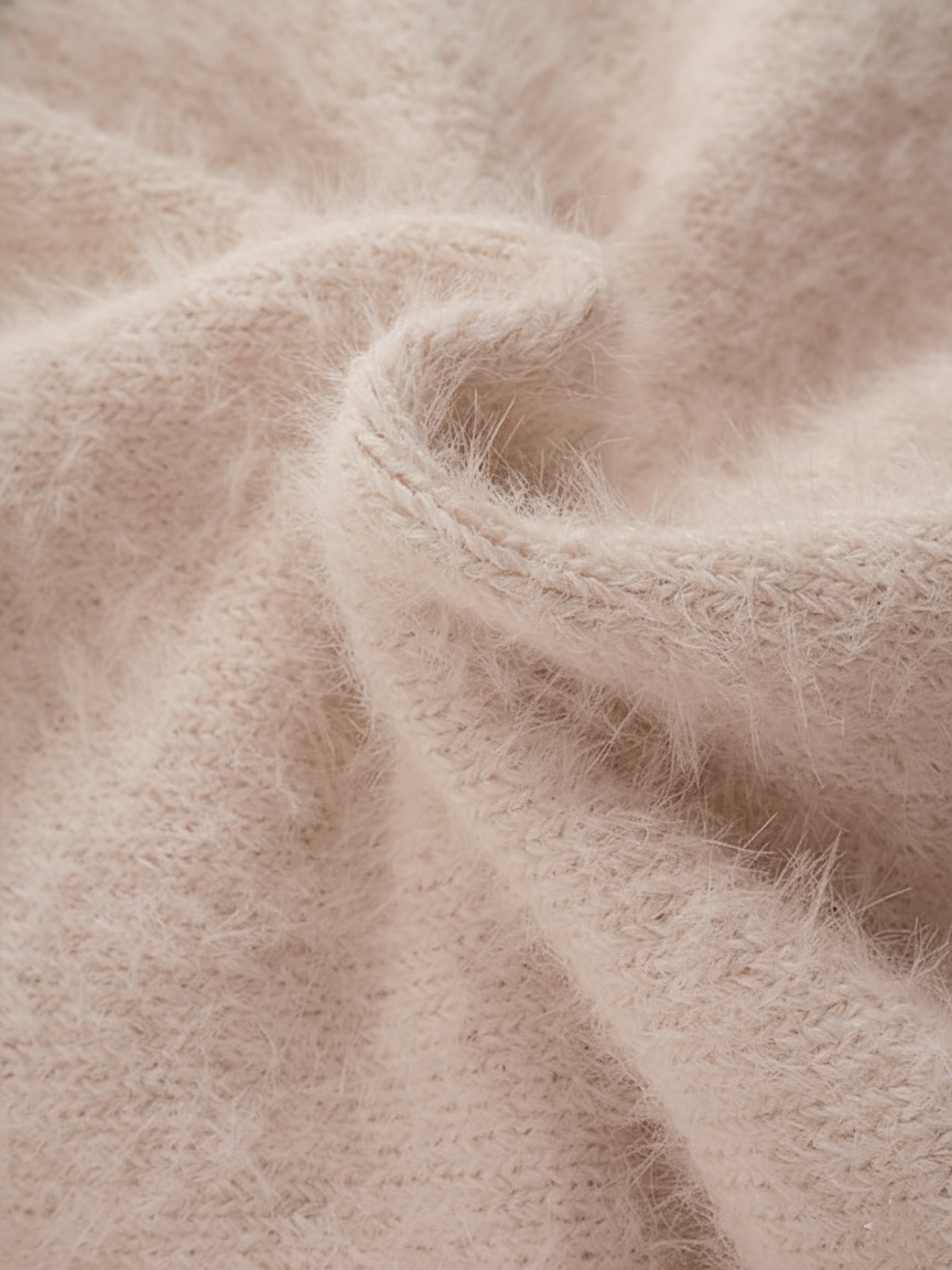 Riley | Soft Pink Fuzzy Knit Jumper