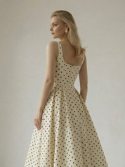 Anna | Polka Dot Midi A-Line Dress