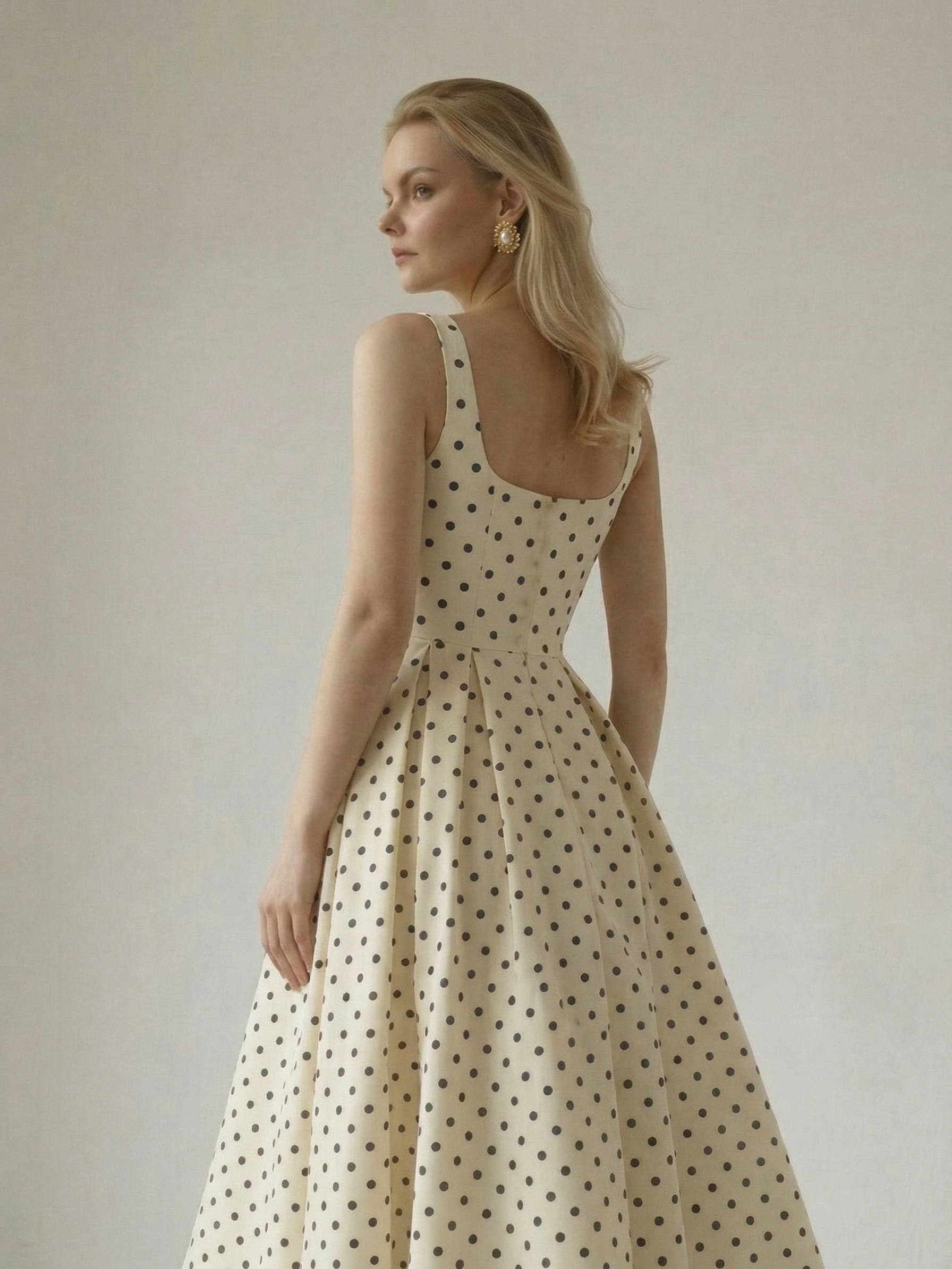 Anna | Polka Dot Midi A-Line Dress