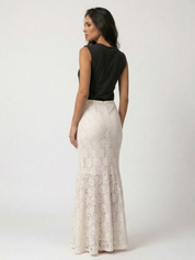 Claire | White Floral Lace Maxi Skirt