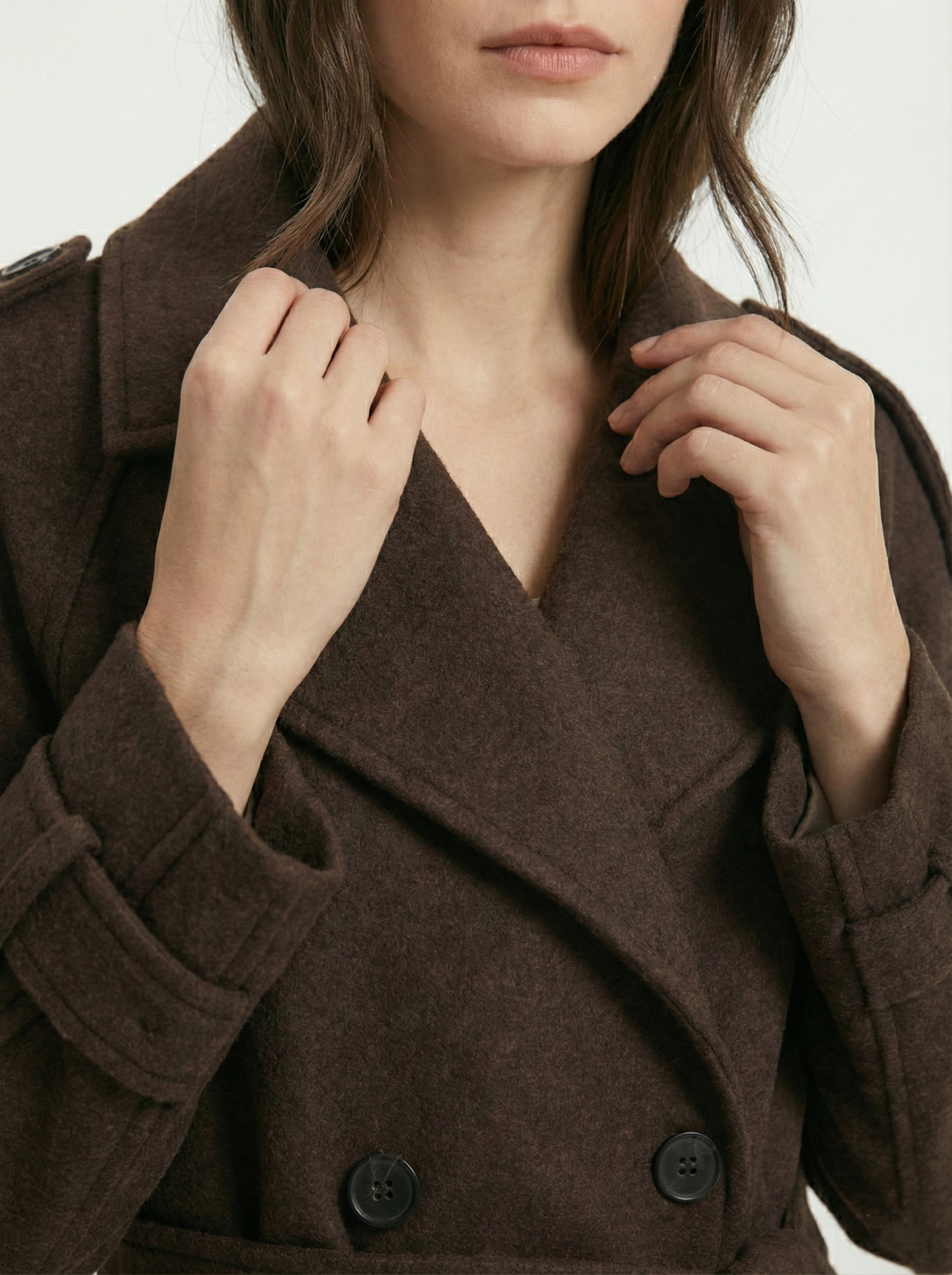 Camille | Veste trench courte marron mélangé