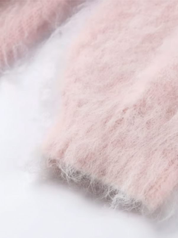 Riley | Soft Pink Fuzzy Knit Jumper