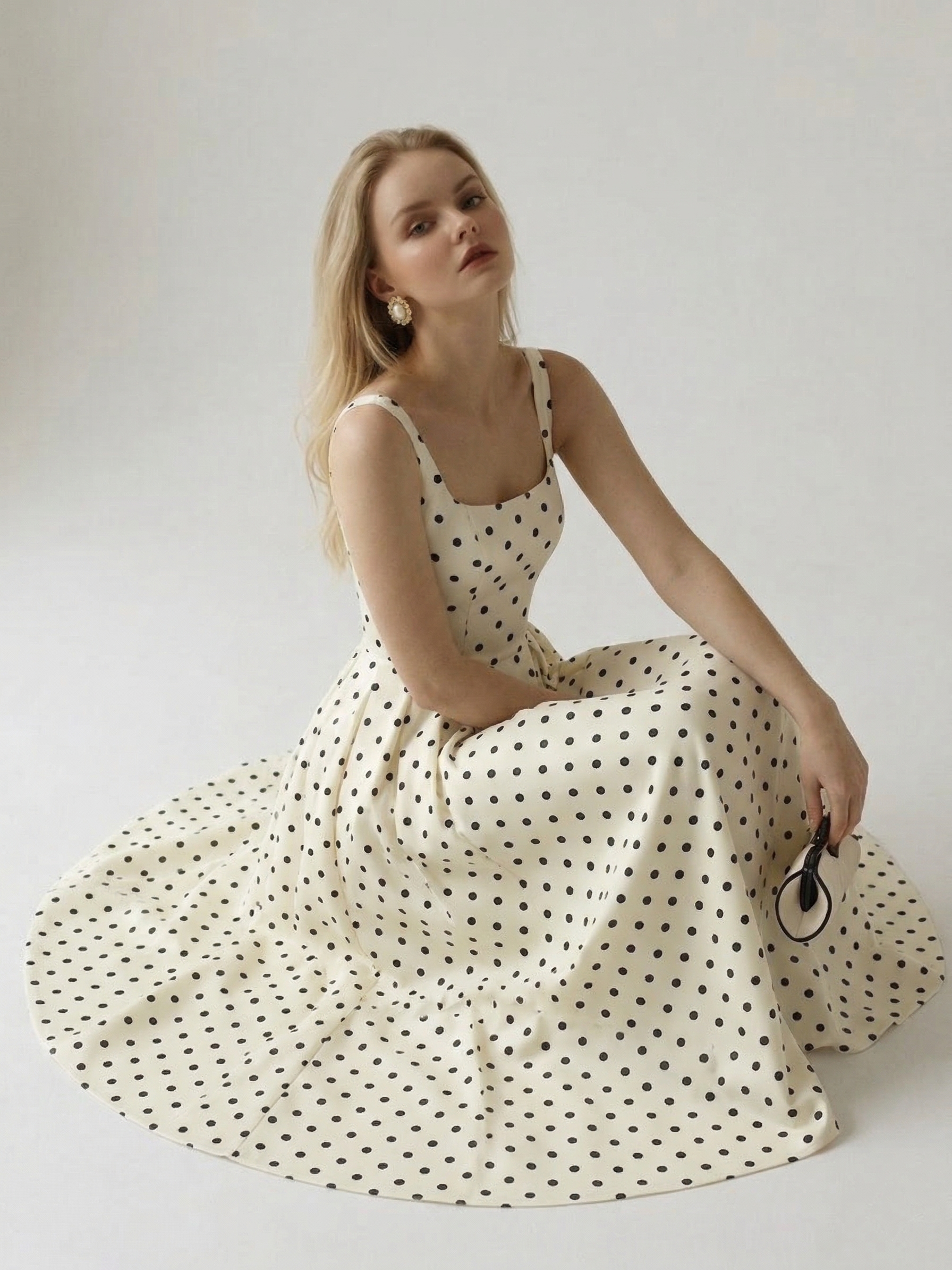 Anna | Polka Dot Midi A-Line Dress