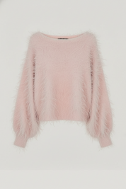 Riley | Soft Pink Fuzzy Knit Jumper