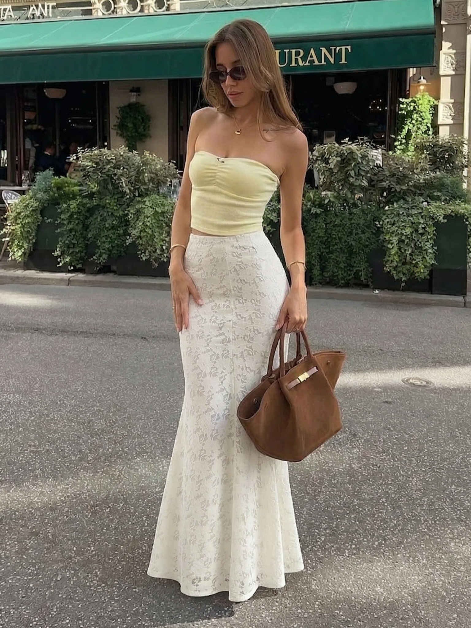 Claire | White Floral Lace Maxi Skirt