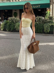 Claire | White Floral Lace Maxi Skirt