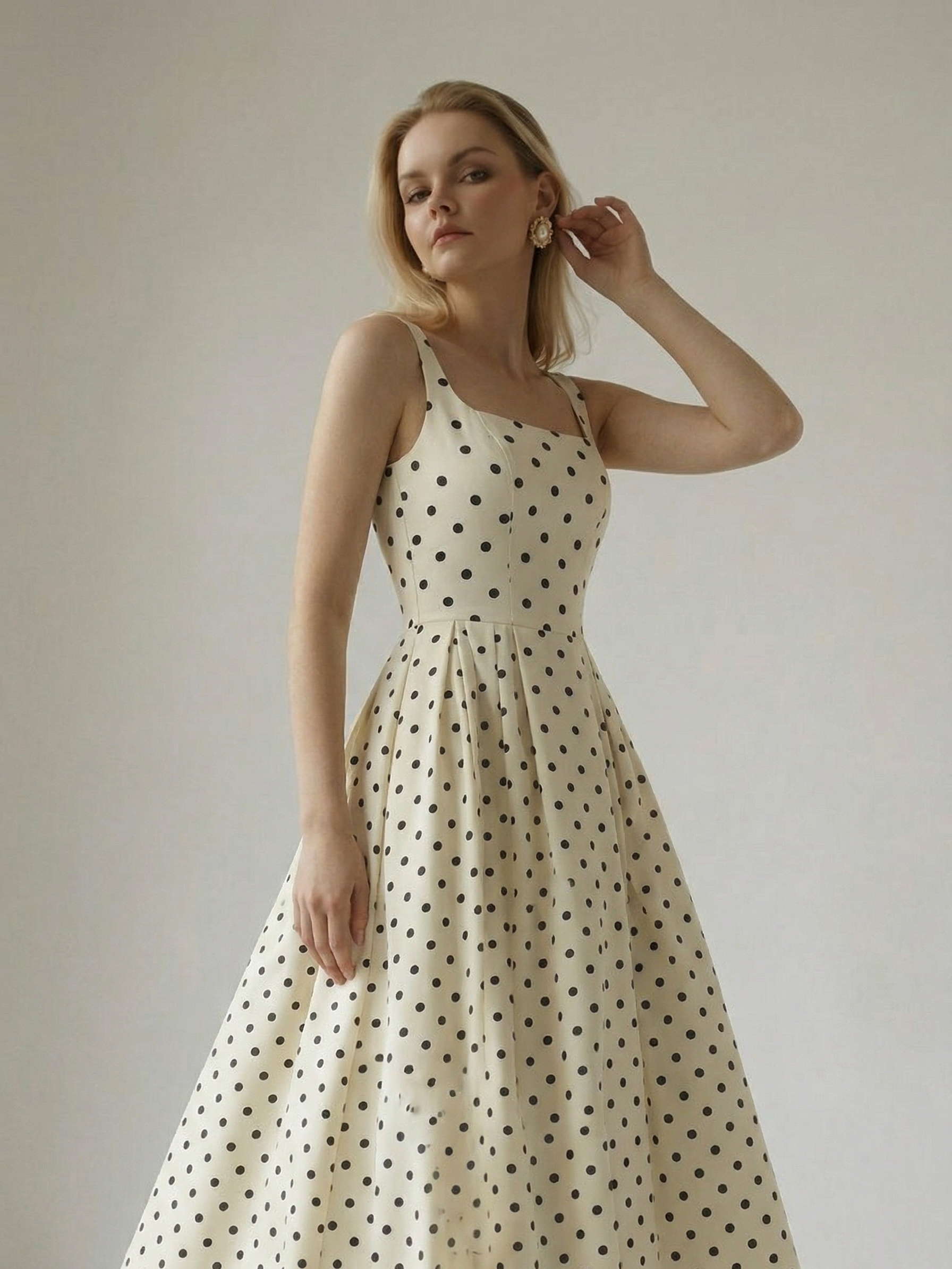 Anna | Polka Dot Midi A-Line Dress