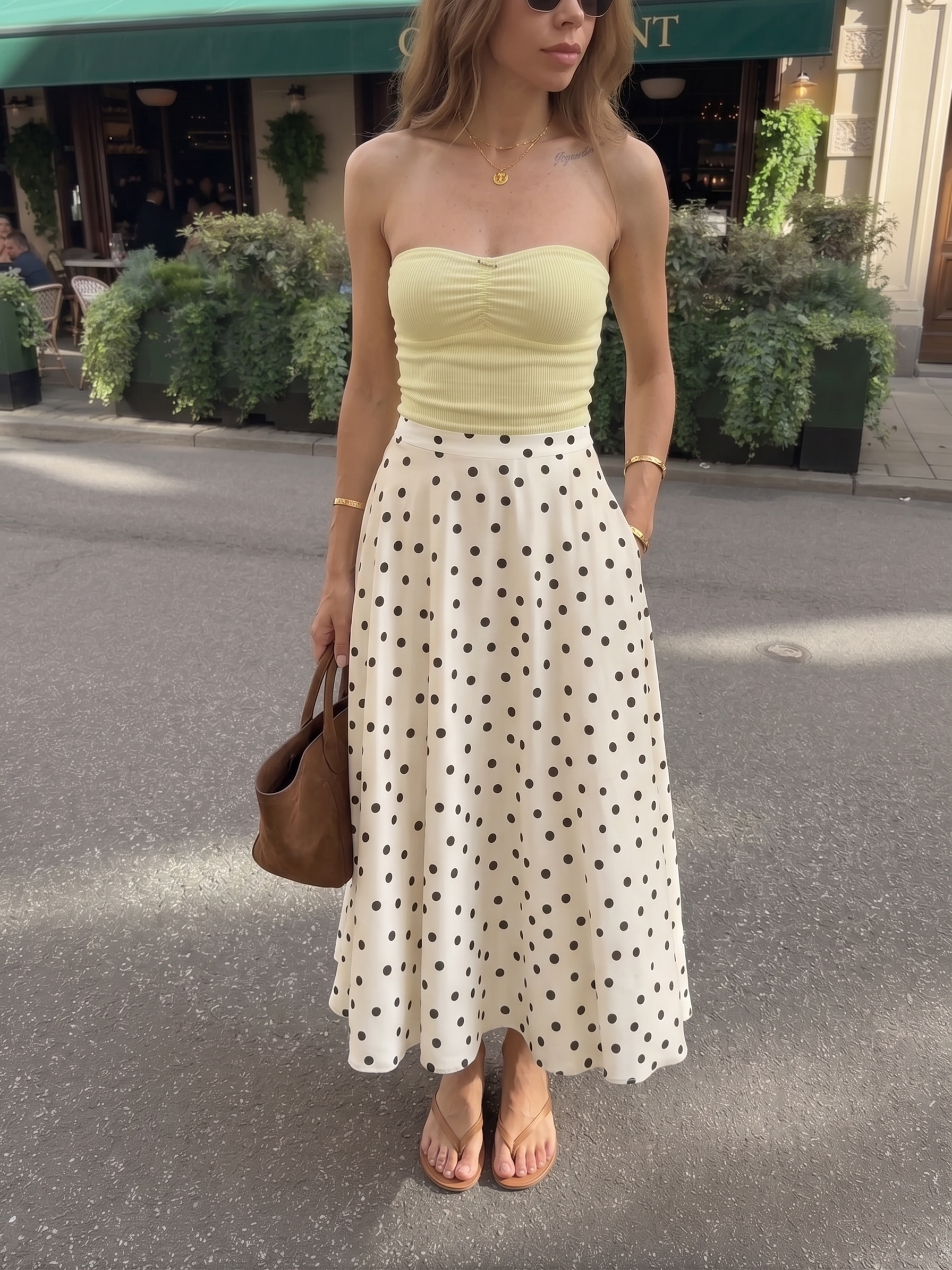Mathilde | Polka Dot Tiered Satin Maxi Skirt