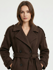 Camille | Veste trench courte marron mélangé