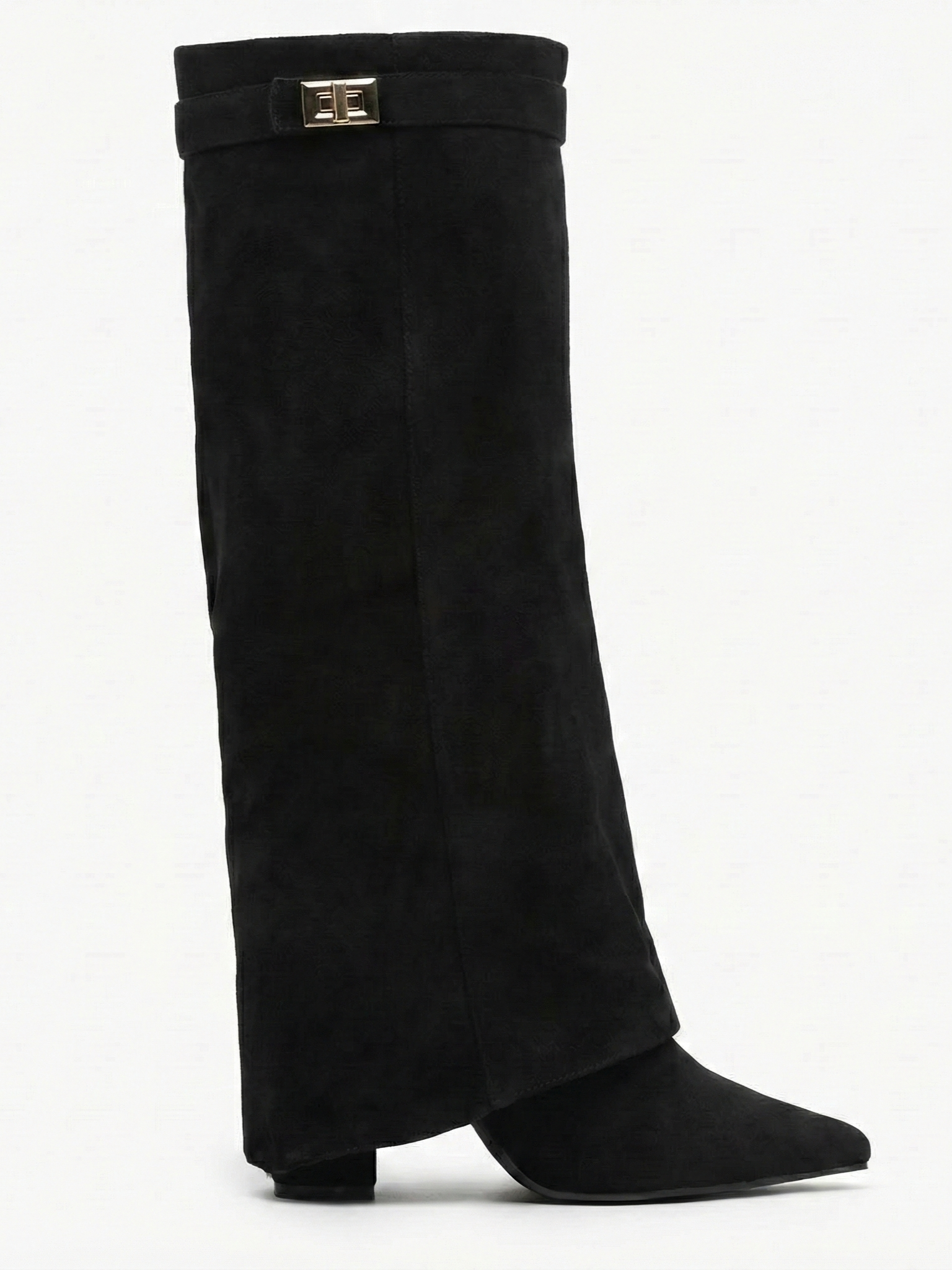 Damen kniehohe Wildlederstiefel mit schlankem geradem Schaft und spitzer Spitze
