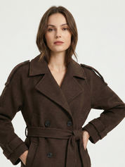 Camille | Veste trench courte marron mélangé