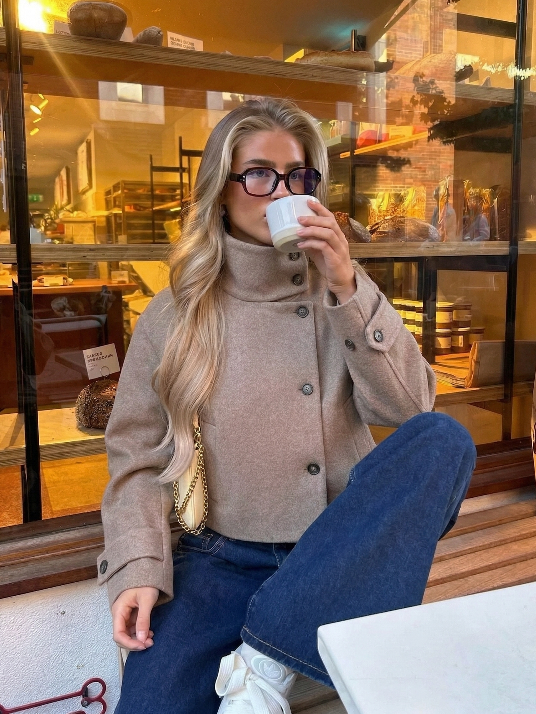 Angela | Stehkragen-Jacke mit Knöpfen