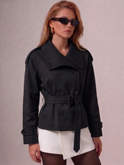 Trenchcoat mit hohem Kragen und Gürtel | Isabelle