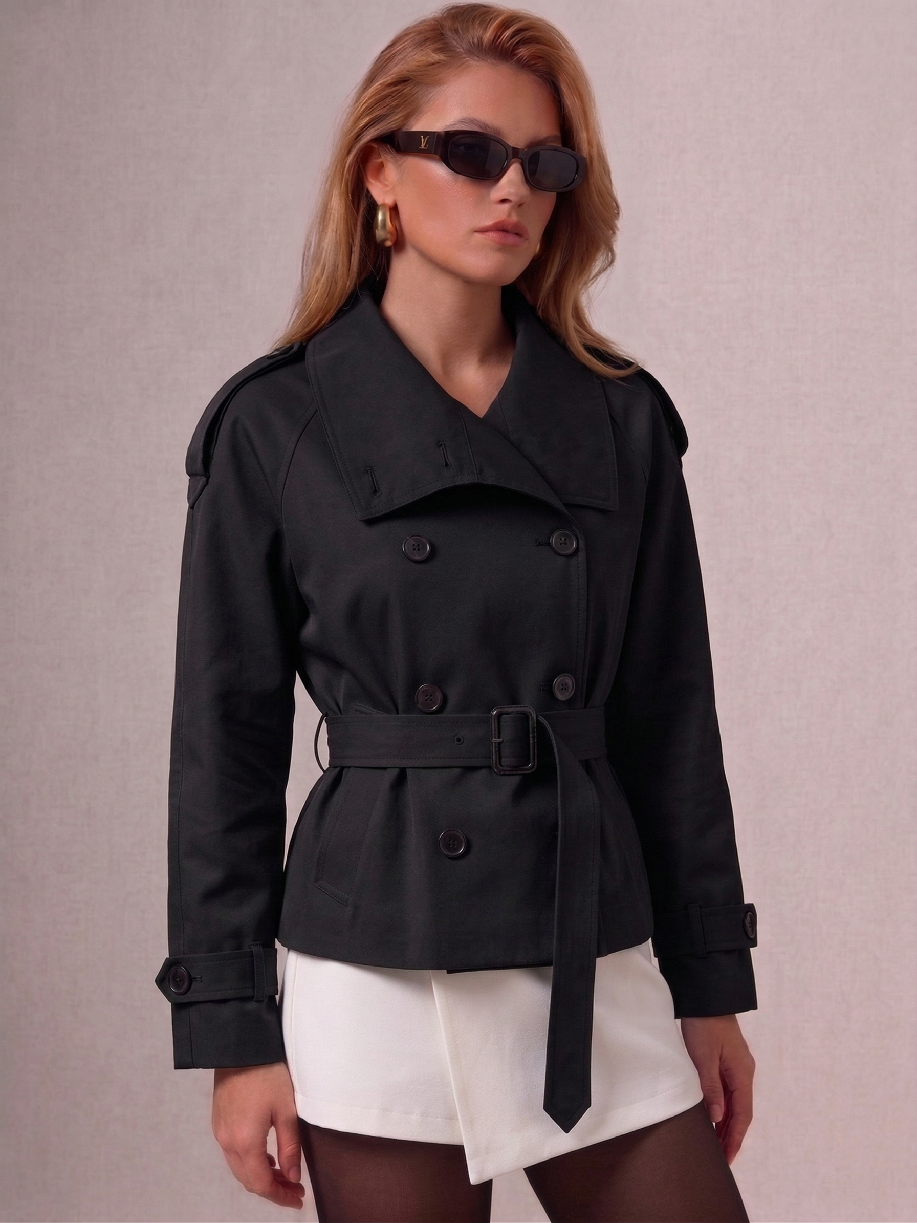 Trenchcoat mit hohem Kragen und Gürtel | Isabelle