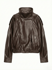 Felicia | Oversize Kunstlederjacke mit hohem Kragen