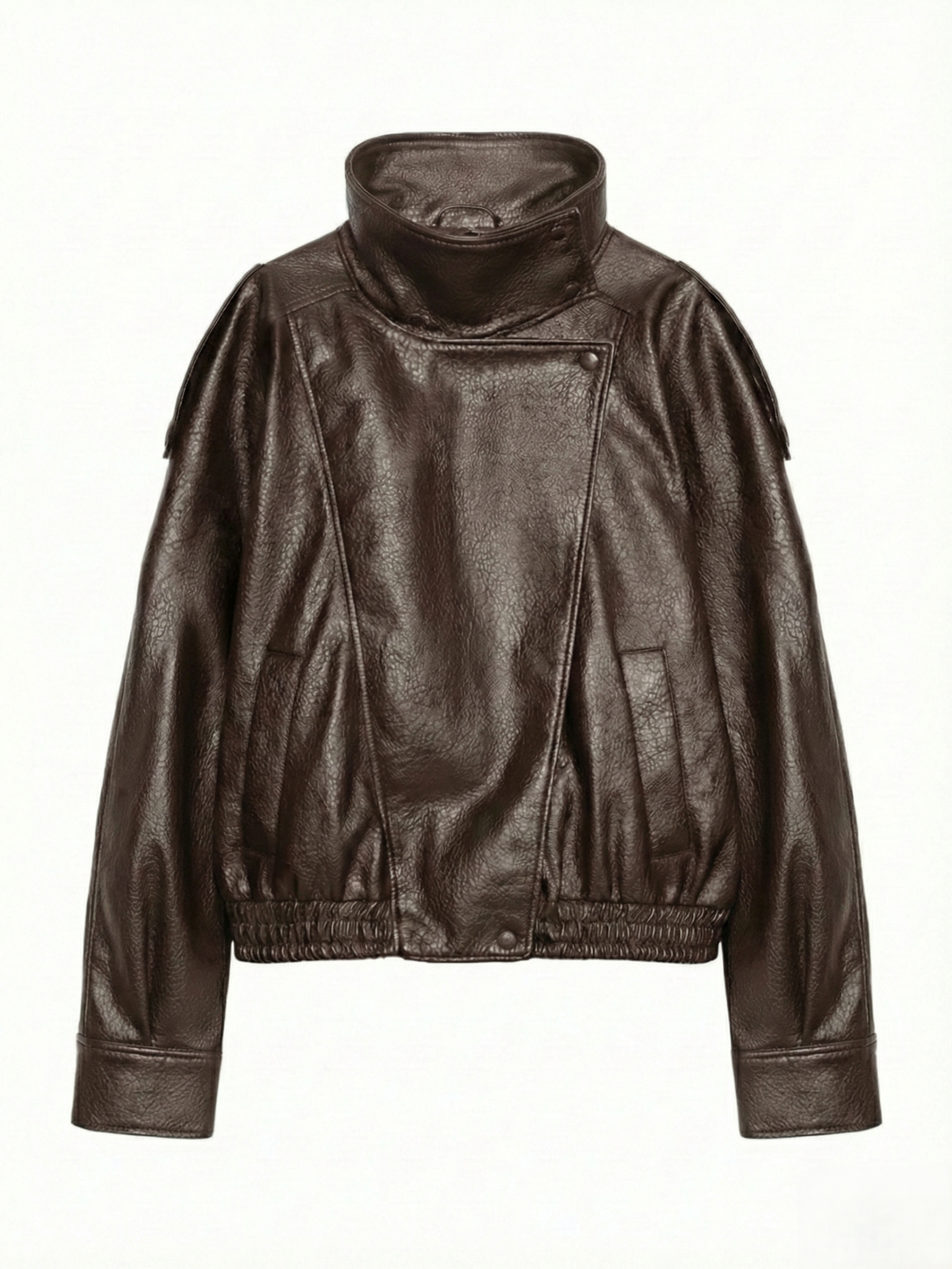 Felicia | Oversize Kunstlederjacke mit hohem Kragen