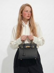 Elena | Strukturierte Leder-Top-Handle-Tasche