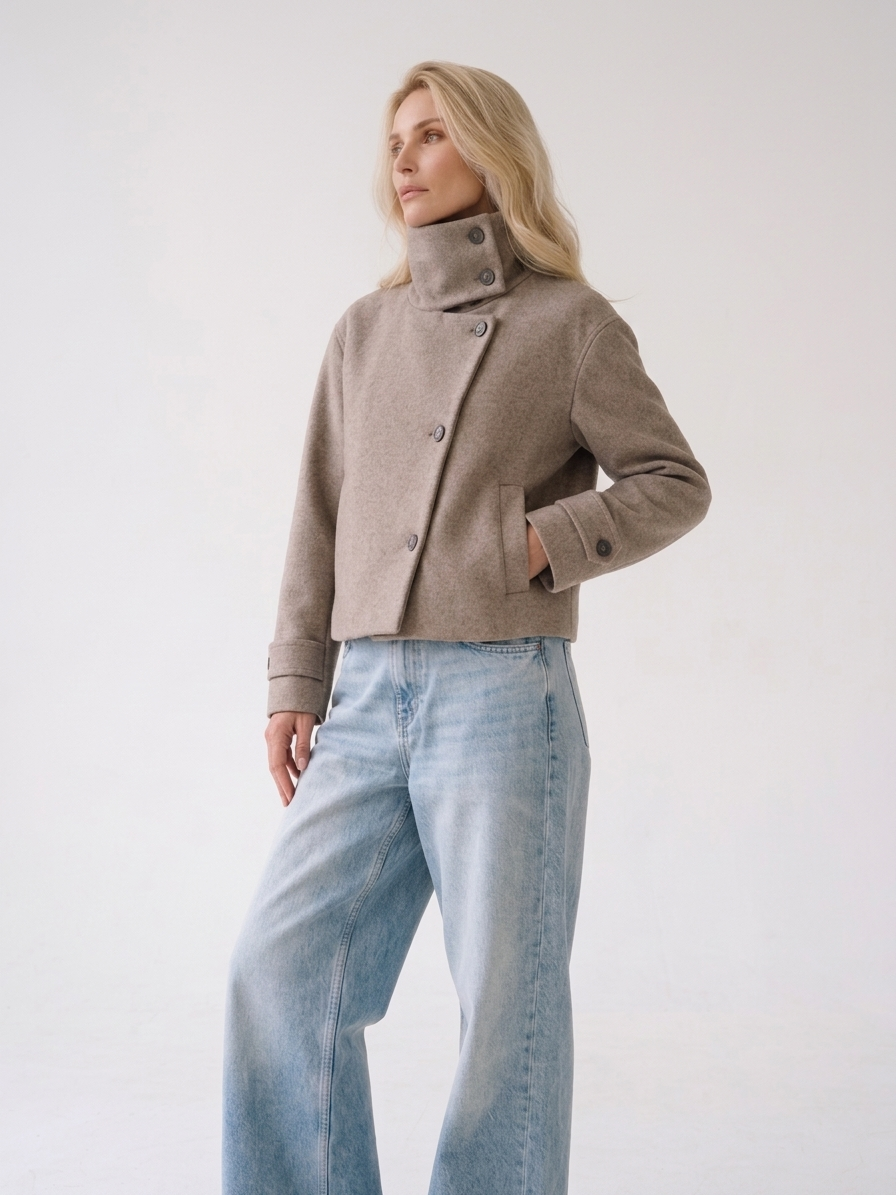 Angela | Stehkragen-Jacke mit Knöpfen