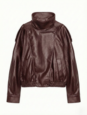 Felicia | Oversize Kunstlederjacke mit hohem Kragen