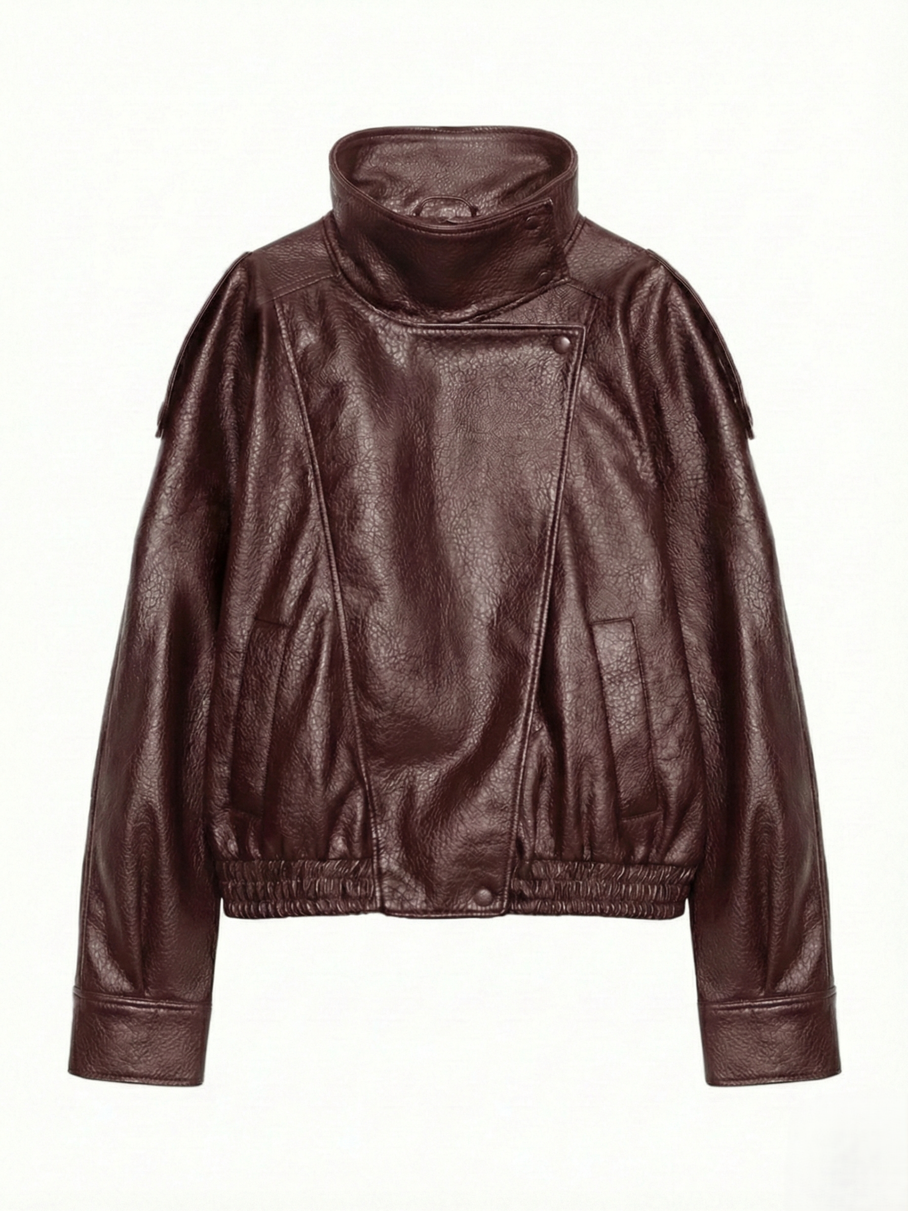 Felicia | Oversize Kunstlederjacke mit hohem Kragen