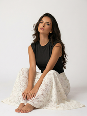 Claire | White Floral Lace Maxi Skirt