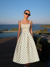 Anna | Polka Dot Midi A-Line Dress