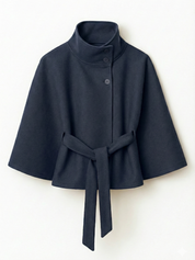 Chloe | High-Neck Belted Cape Jacket