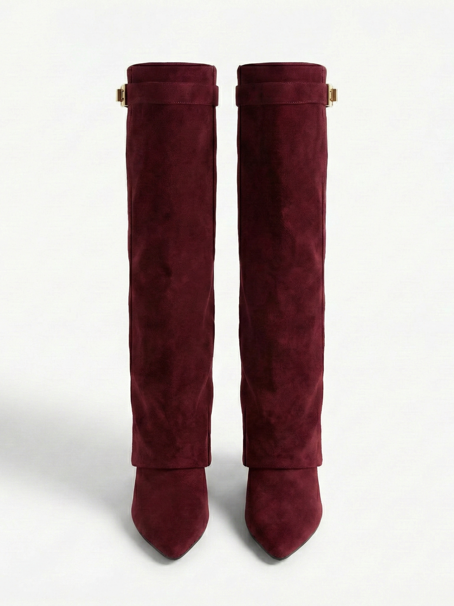 Damen kniehohe Wildlederstiefel mit schlankem geradem Schaft und spitzer Spitze