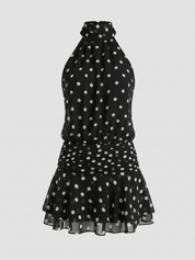 Beverly | Polka Dot Halter Mini Dress
