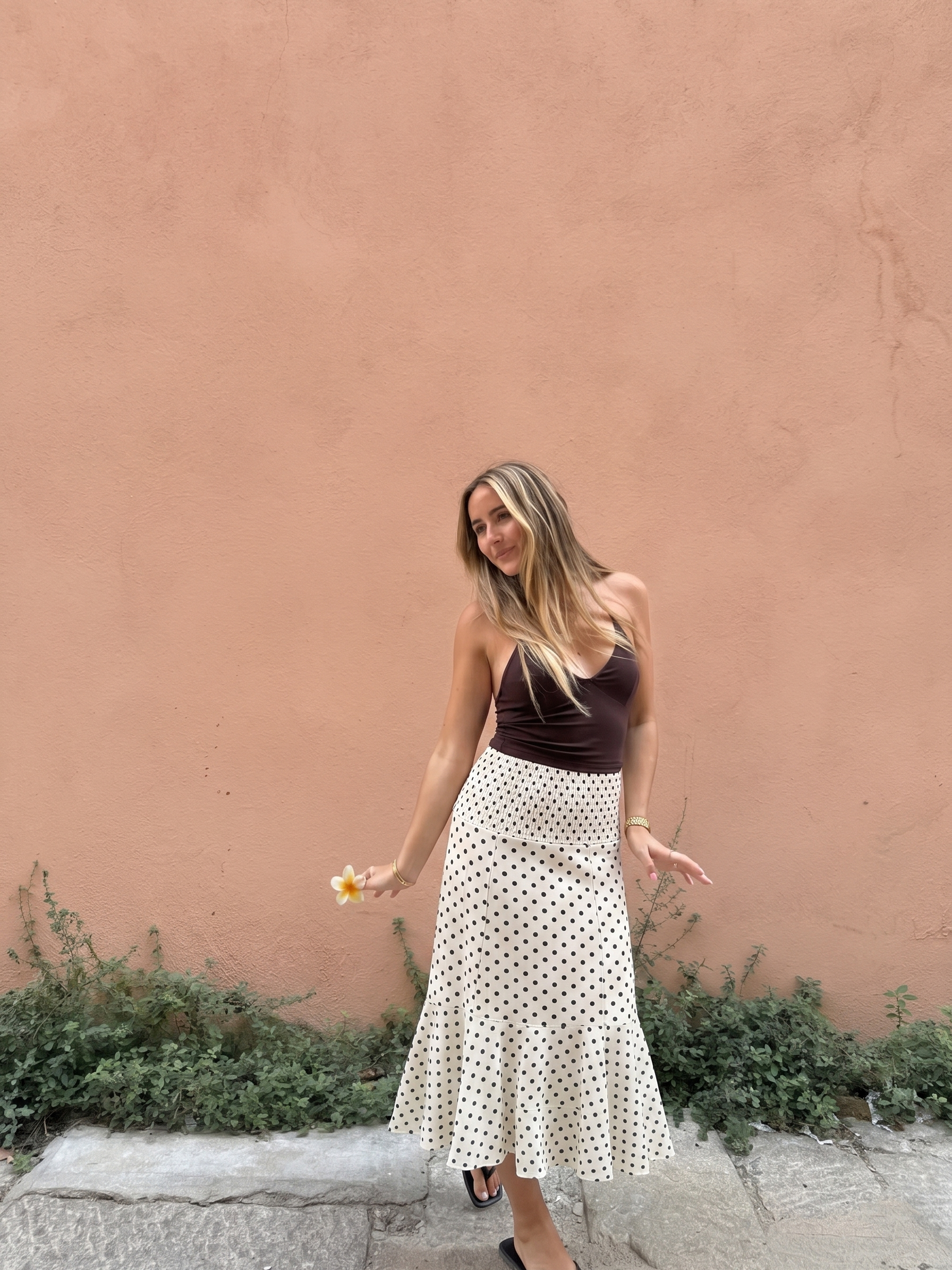 Sofia | Polka Dot Ruffle Maxi Skirt