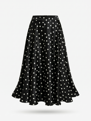 Mathilde | Polka Dot Tiered Satin Maxi Skirt