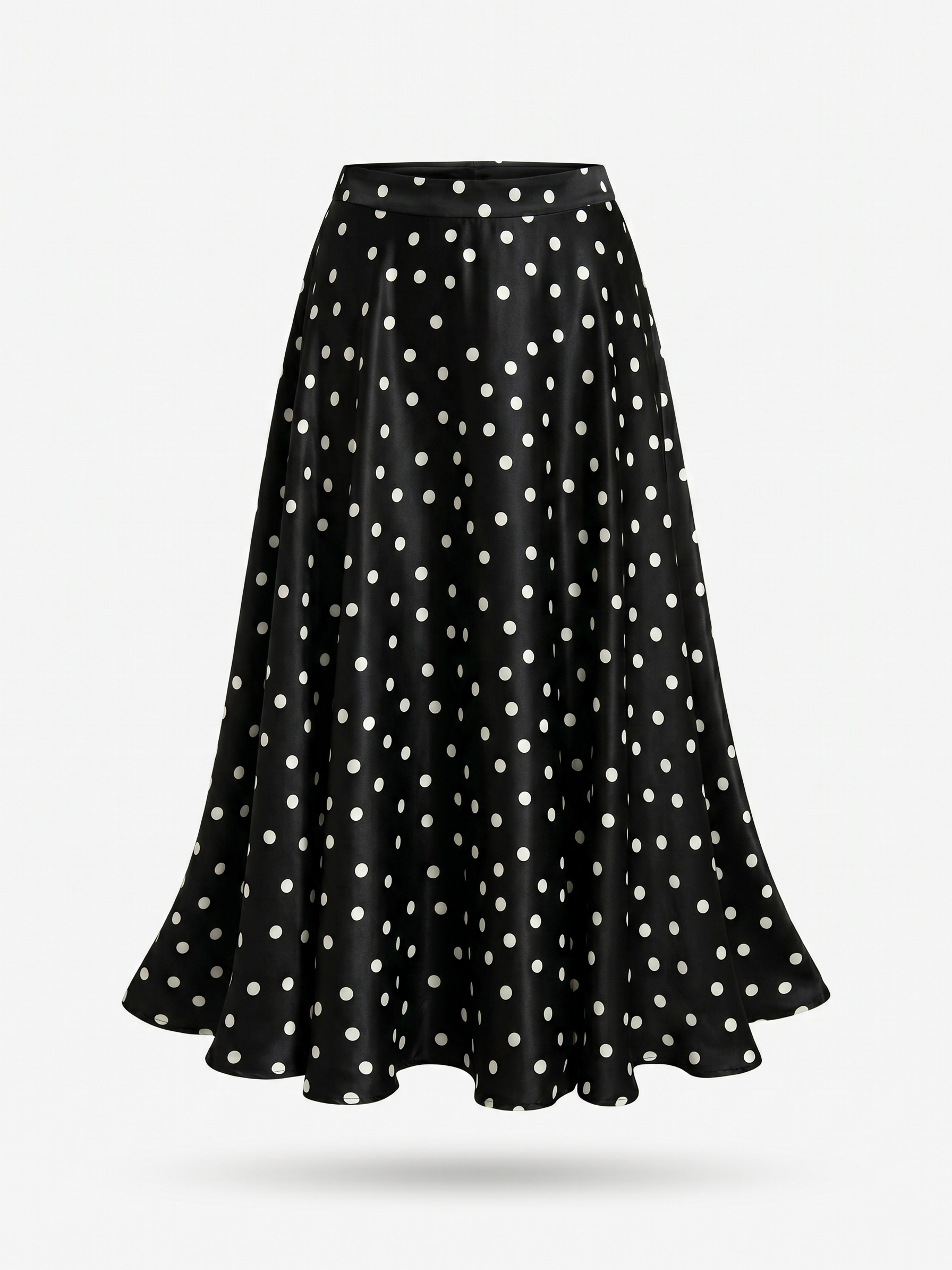 Mathilde | Polka Dot Tiered Satin Maxi Skirt