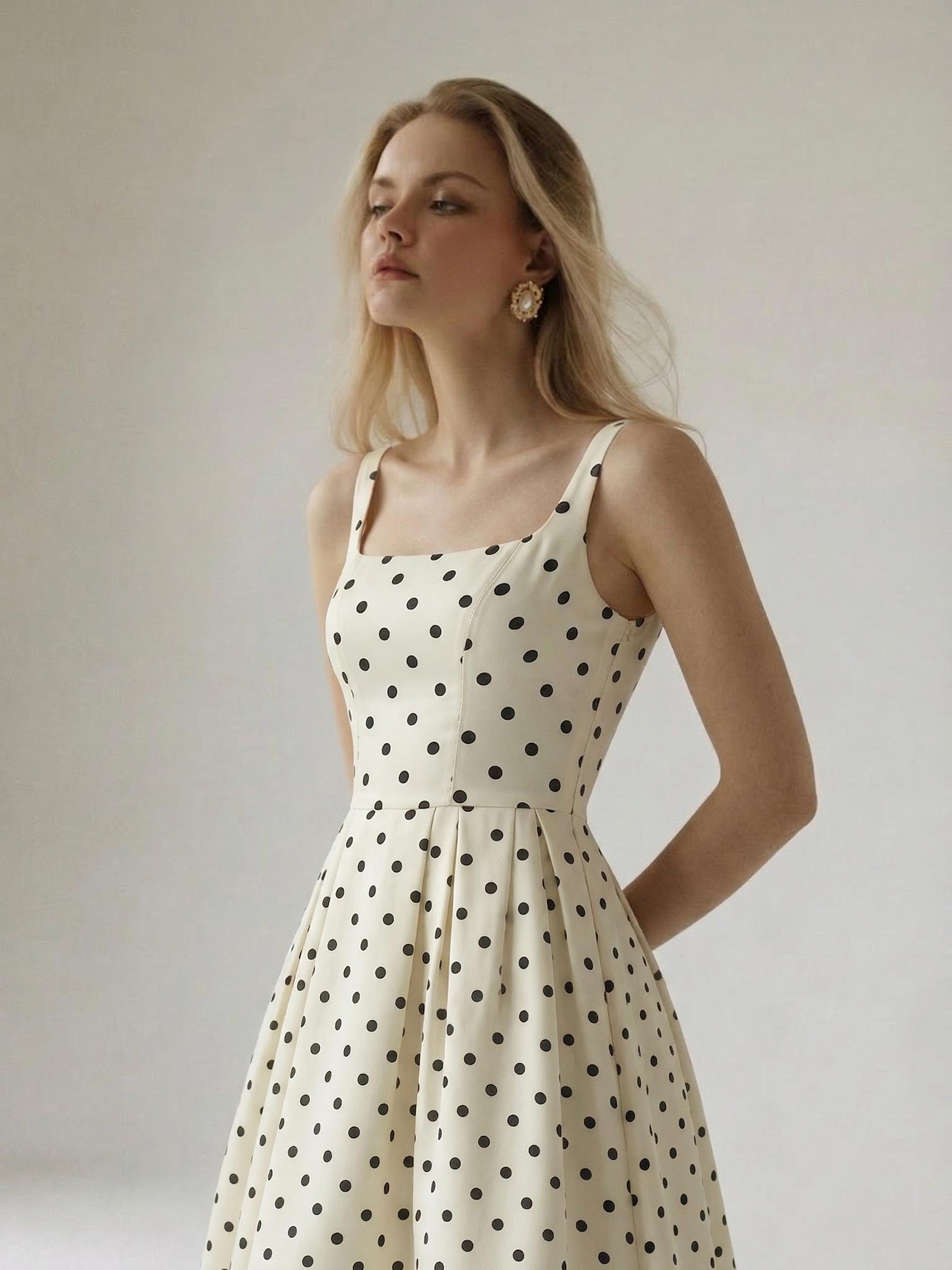Anna | Polka Dot Midi A-Line Dress
