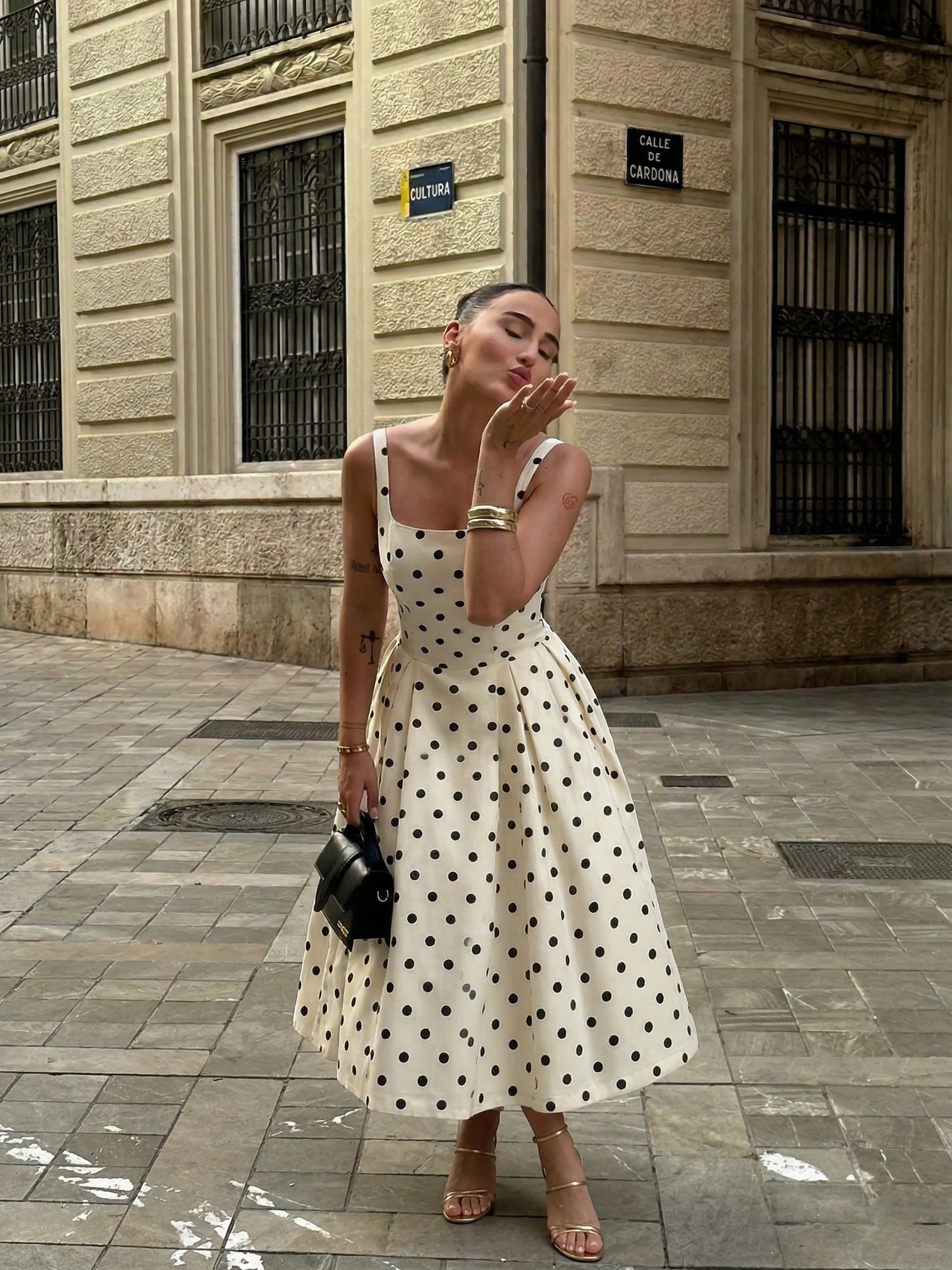 Anna | Polka Dot Midi A-Line Dress