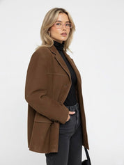 Women's Oversized Brown Suede Trench Coat | Clara