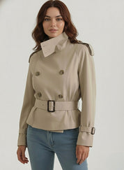 High-Neck Belted Trench Coat | Isabelle