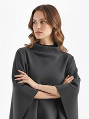 Alannah | Dark Brown Knit Poncho Cape