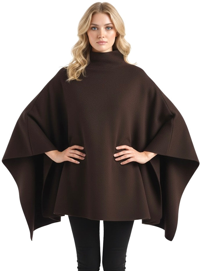 Alannah | Dark Brown Knit Poncho Cape