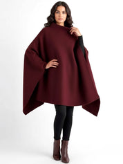 Alannah | Dark Brown Knit Poncho Cape