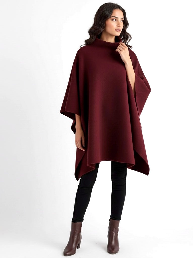 Alannah | Dark Brown Knit Poncho Cape
