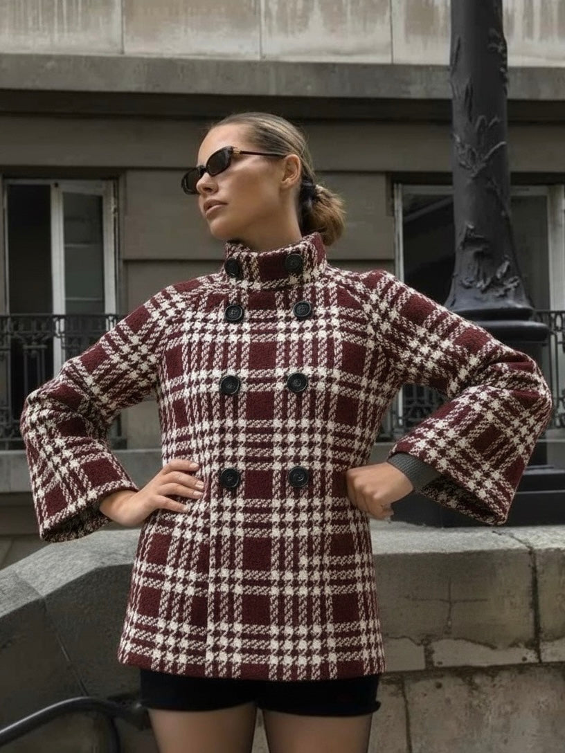Rose | Checked Wool Double-Breasted Coat