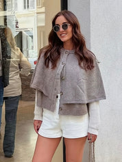 Blake | Wool-Blend Button-Up Cape Sweater