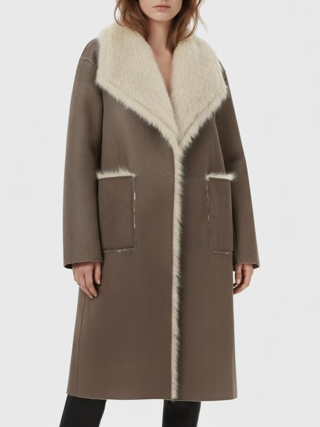 Sienna | Long Faux Fur Lapel Coat
