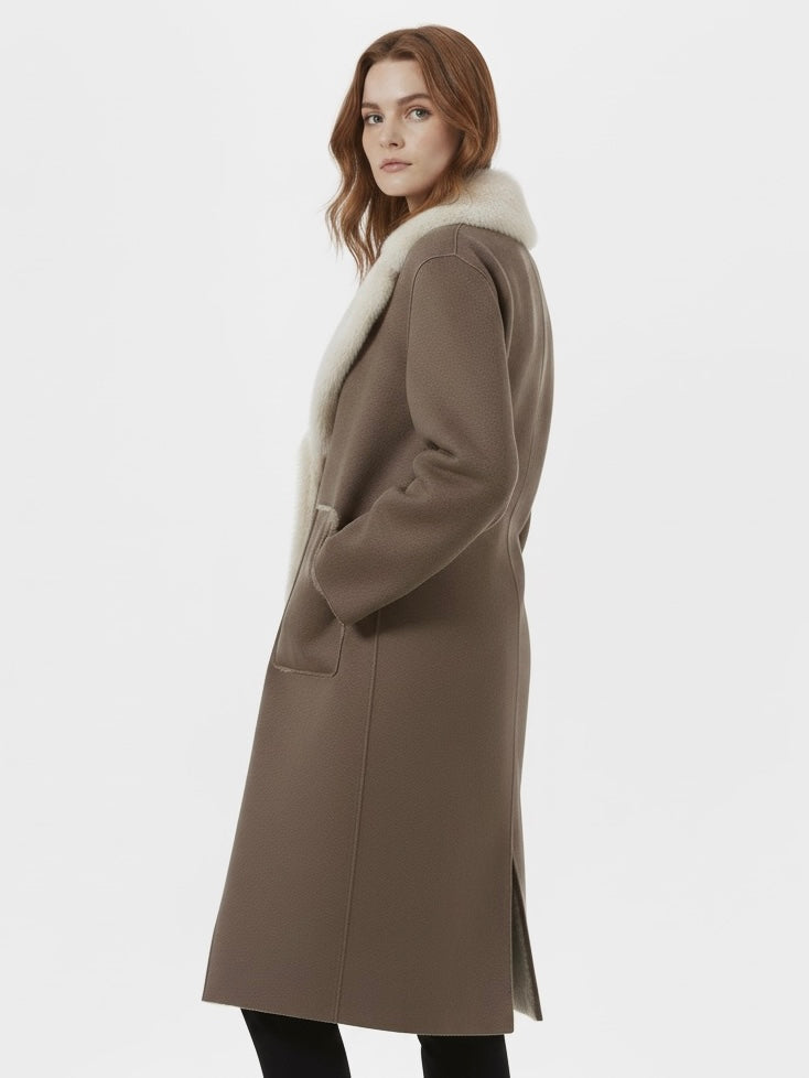 Sienna | Long Faux Fur Lapel Coat