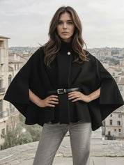 Adele | Wool Poncho Belted Cape Coat